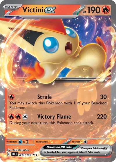 Victini ex (OBF) #033/197 Double Rare SV03: Obsidian Flames Pokemon: 2023