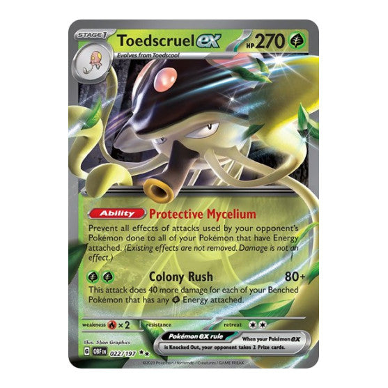 Toedscruel ex (OBF) #022/197 Double Rare (Holofoil Near Mint) SV03: Obsidian Flames Pokemon: 2023
