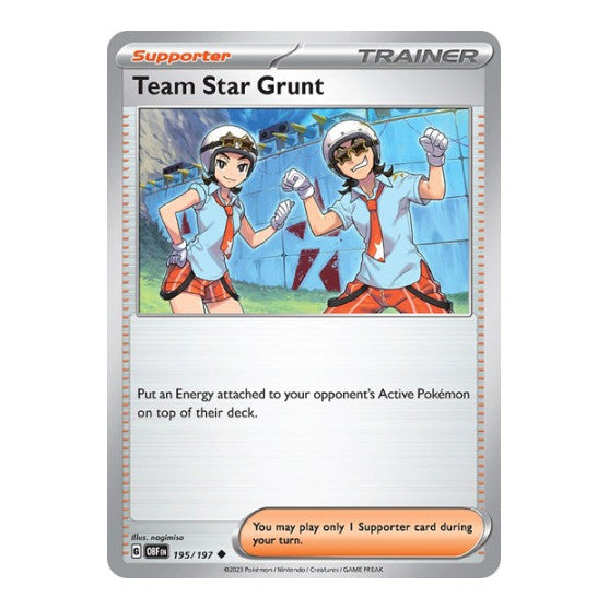 Team Star Grunt (OBF) #195/197 Uncommon (Moderately Played) SV03: Obsidian Flames Pokemon: 2023