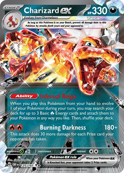Charizard ex 125 197 (OBF) #125/197 Double Rare (Holofoil Near Mint) SV03: Obsidian Flames Pokemon: 2023