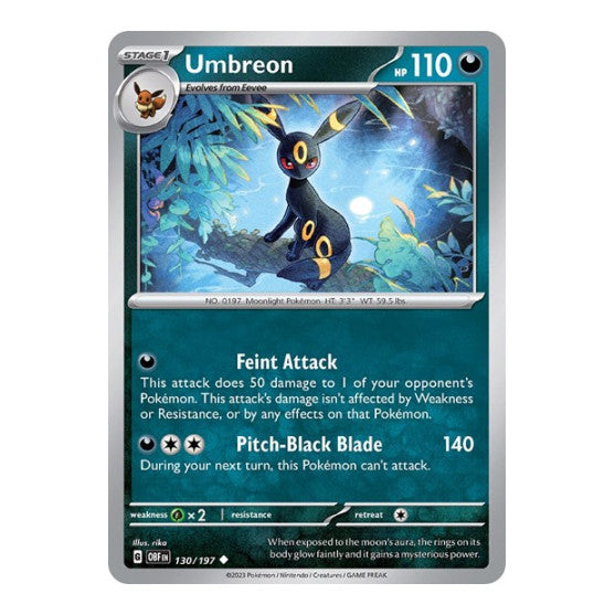 Umbreon (OBF) #130/197 Uncommon (Moderately Played) SV03: Obsidian Flames Pokemon: 2023
