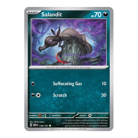 Salandit (OBF) #139/197 Common (Near Mint) SV03: Obsidian Flames Pokemon: 2023