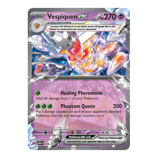 Vespiquen ex (OBF) #096/197 Double Rare (Holofoil Near Mint) SV03: Obsidian Flames Pokemon: 2023