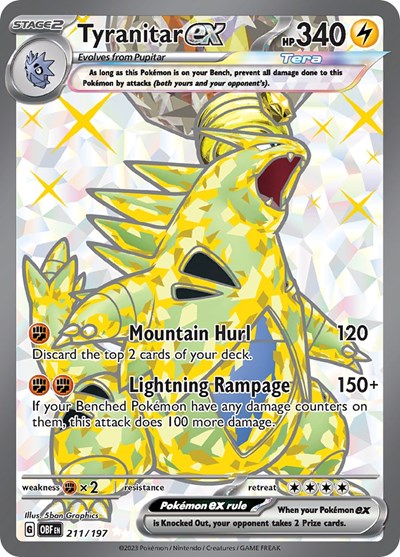 Tyranitar ex 211 197 (OBF) #211/197 Ultra Rare (Holofoil Near Mint) SV03: Obsidian Flames Pokemon: 2023