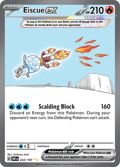 Eiscue ex 222 197 (OBF) #222/197 Special Illustration Rare (Holofoil Near Mint) SV03: Obsidian Flames Pokemon: 2023