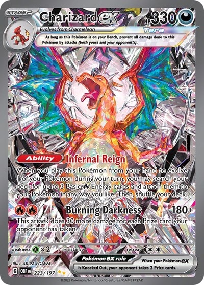 Charizard ex - 223/197 (OBF) #223/197 Special Illustration Rare (Holofoil Lightly Played) SV03: Obsidian Flames Pokemon: 2023