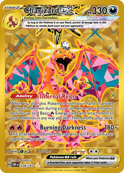 Charizard ex 228 197 (OBF) #228/197 Hyper Rare (Holofoil Near Mint) SV03: Obsidian Flames Pokemon: 2023