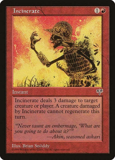 Incinerate (MIR) #184 Common Mirage Magic: The Gathering: 1996