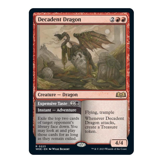 Decadent Dragon (WOE) #223 Rare (Foil Lightly Played) Wilds of Eldraine Magic: The Gathering: 2023