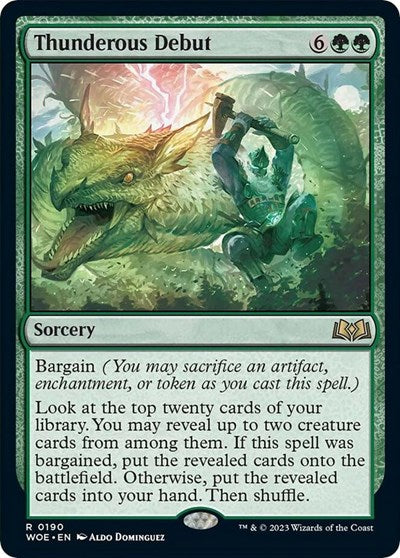 Thunderous Debut (WOE) #190 Rare (Near Mint) Wilds of Eldraine Magic: The Gathering: 2023