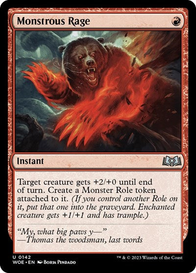 Monstrous Rage (WOE) #142 Uncommon (Lightly Played) Wilds of Eldraine Magic: The Gathering: 2023