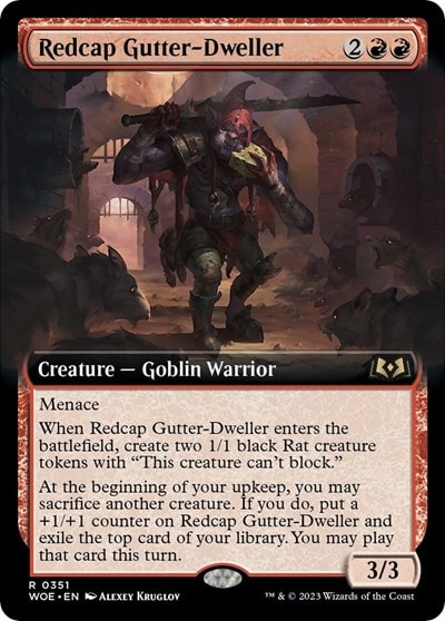 Redcap Gutter Dweller Extended Art (WOE) #351 Rare (Lightly Played) Wilds of Eldraine Magic: The Gathering: 2023