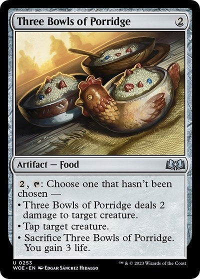 Three Bowls of Porridge (WOE) #253 Uncommon (Lightly Played) Wilds of Eldraine Magic: The Gathering: 2023