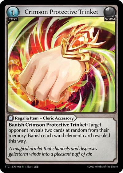 Crimson Protective Trinket (FTC) #006 Uncommon (Lightly Played) Fractured Crown Grand Archive TCG: 2023
