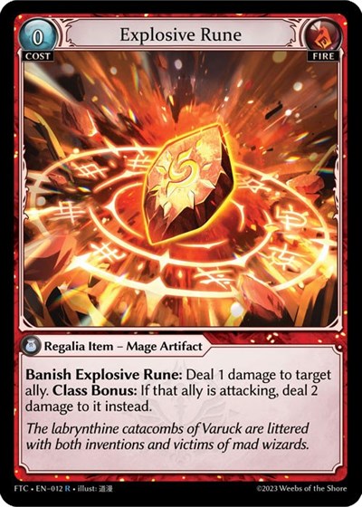 Explosive Rune (FTC) #012 Rare (Lightly Played) Fractured Crown Grand Archive TCG: 2023