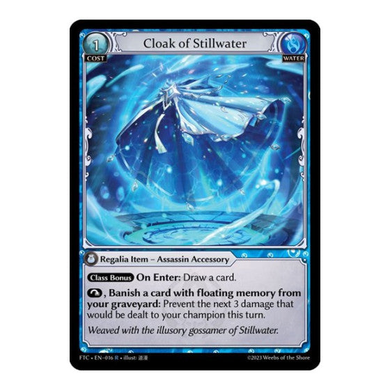 Cloak of Stillwater (FTC) #016 Rare (Lightly Played) Fractured Crown Grand Archive TCG: 2023