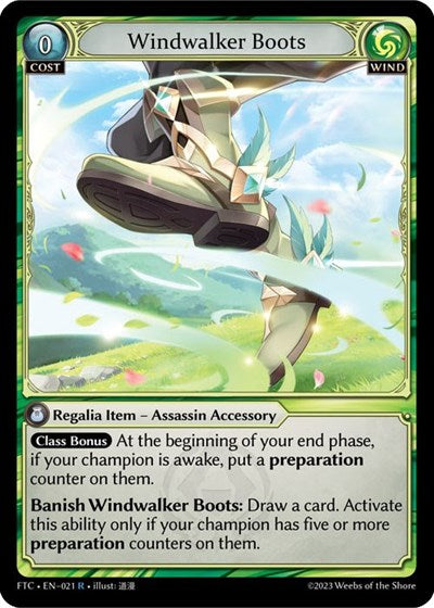 Windwalker Boots (FTC) #021 Rare (Lightly Played) Fractured Crown Grand Archive TCG: 2023