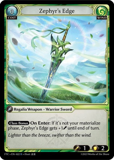 Zephyr's Edge (FTC) #022 Rare (Lightly Played) Fractured Crown Grand Archive TCG: 2023