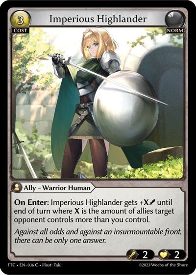 Imperious Highlander (FTC) #036 Common (Lightly Played) Fractured Crown Grand Archive TCG: 2023