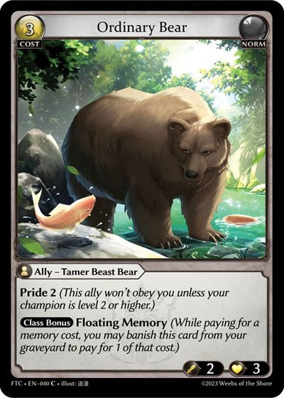 Ordinary Bear (FTC) #040 Common (Lightly Played) Fractured Crown Grand Archive TCG: 2023