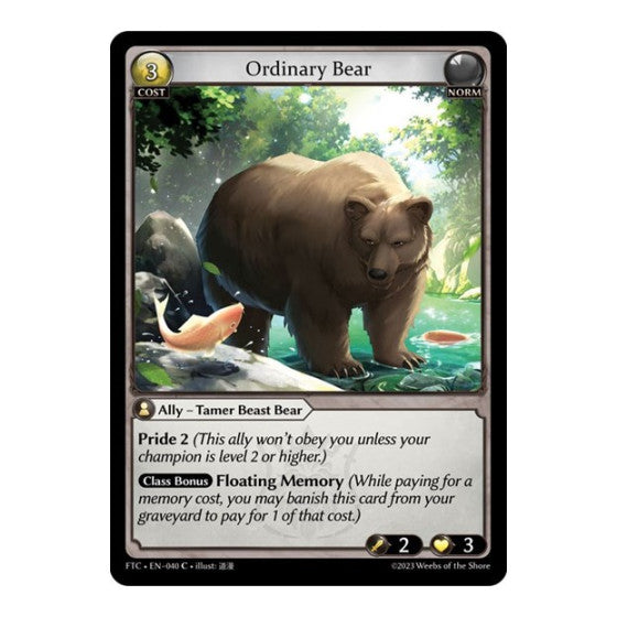Ordinary Bear (FTC) #040 Common (Lightly Played) Fractured Crown Grand Archive TCG: 2023