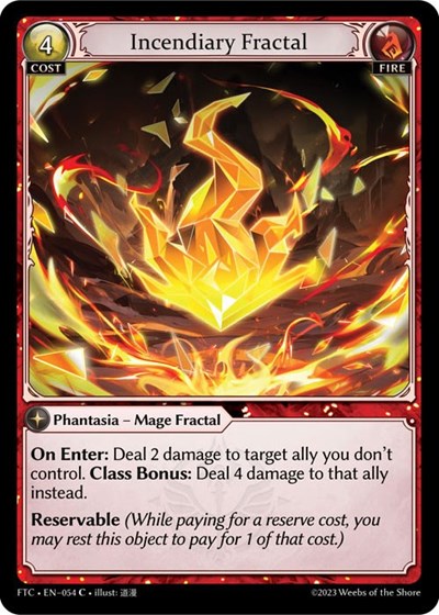 Incendiary Fractal (FTC) #054 Common (Lightly Played) Fractured Crown Grand Archive TCG: 2023