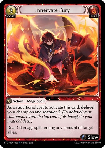 Innervate Fury (FTC) #055 Rare (Lightly Played) Fractured Crown Grand Archive TCG: 2023