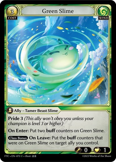 Green Slime (FTC) #075 Uncommon (Lightly Played) Fractured Crown Grand Archive TCG: 2023