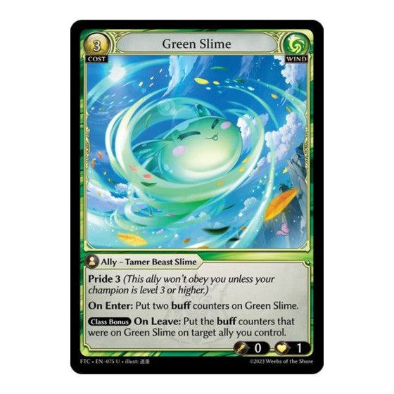 Green Slime (FTC) #075 Uncommon (Lightly Played) Fractured Crown Grand Archive TCG: 2023