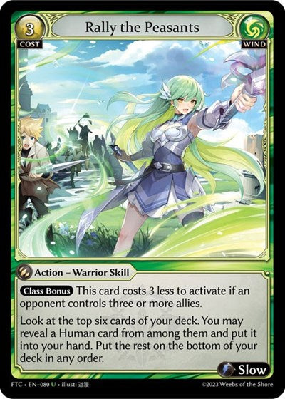 Rally the Peasants (FTC) #080 Uncommon (Lightly Played) Fractured Crown Grand Archive TCG: 2023