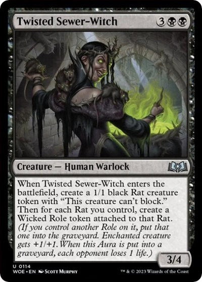 Twisted Sewer Witch (WOE) #114 Uncommon Wilds of Eldraine Magic: The Gathering: 2023