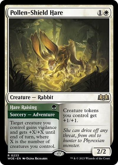Pollen Shield Hare (WOE) #233 Rare (Near Mint) Wilds of Eldraine Magic: The Gathering: 2023