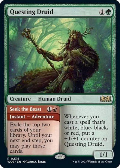 Questing Druid (WOE) #234 Rare (Damaged) Wilds of Eldraine Magic: The Gathering: 2023