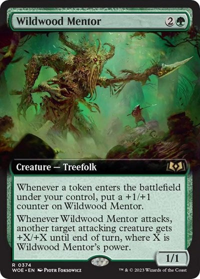 Wildwood Mentor Extended Art (WOE) #374 Rare (Moderately Played) Wilds of Eldraine Magic: The Gathering: 2023