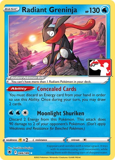 Radiant Greninja - 046/189 () #046/189 Radiant Rare (Holofoil Lightly Played) Prize Pack Series Cards Pokemon: 2022