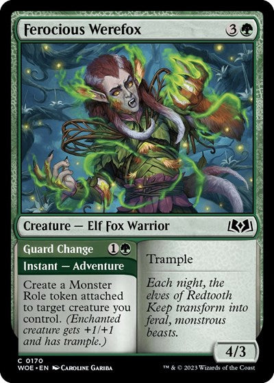 Ferocious Werefox (WOE) #170 Common (Lightly Played) Wilds of Eldraine Magic: The Gathering: 2023