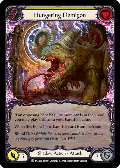 Hungering Demigon (Yellow) - LGS166 (PR) #LGS166 Promo (Rainbow Foil Near Mint) Flesh and Blood: Promo Cards Flesh and Blood TCG: 2019