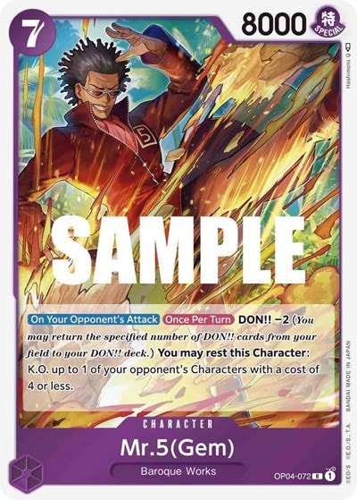 Mr.5 (Gem) (OP04) #OP04-072 Rare (Foil Lightly Played) Kingdoms of Intrigue One Piece Card Game: 2023