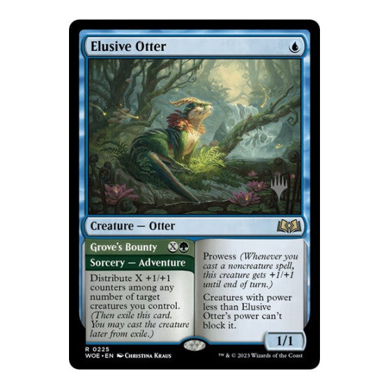 Elusive Otter (PPWOE) #225 Rare (Lightly Played) Promo Pack: Wilds of Eldraine Magic: The Gathering: 2023