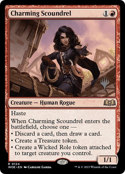 Charming Scoundrel (PPWOE) #124 Rare (Lightly Played) Promo Pack: Wilds of Eldraine Magic: The Gathering: 2023