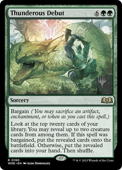 Thunderous Debut (PPWOE) #190 Rare (Lightly Played) Promo Pack: Wilds of Eldraine Magic: The Gathering: 2023