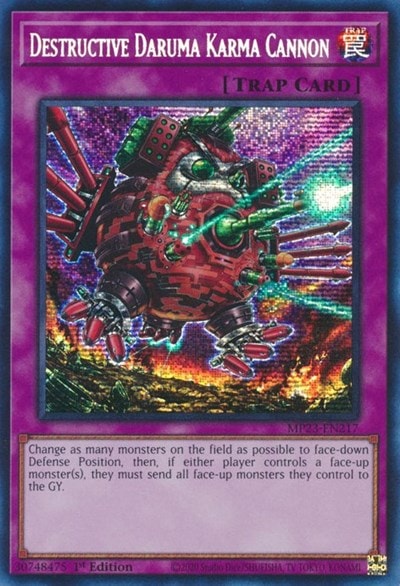 Destructive Daruma Karma Cannon (MP23) #MP23-EN217 Prismatic Secret Rare (1st Edition Near Mint) 25th Anniversary Tin: Dueling Heroes Mega Pack YuGiOh: 2023