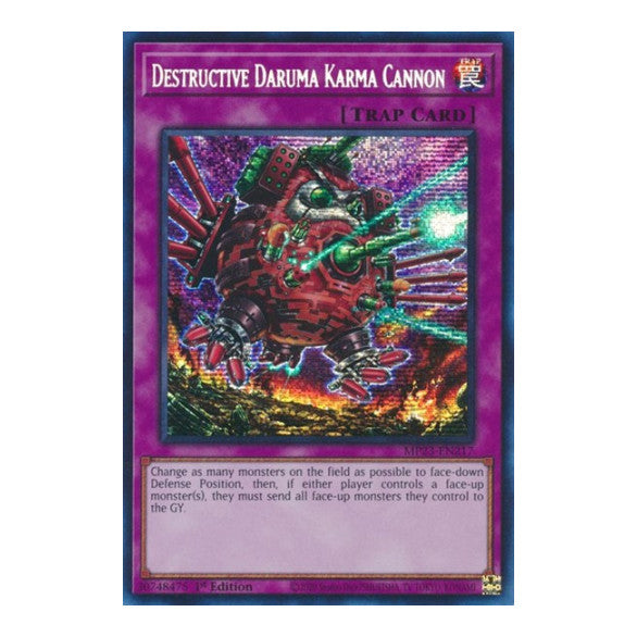 Destructive Daruma Karma Cannon (MP23) #MP23-EN217 Prismatic Secret Rare (1st Edition Near Mint) 25th Anniversary Tin: Dueling Heroes Mega Pack YuGiOh: 2023