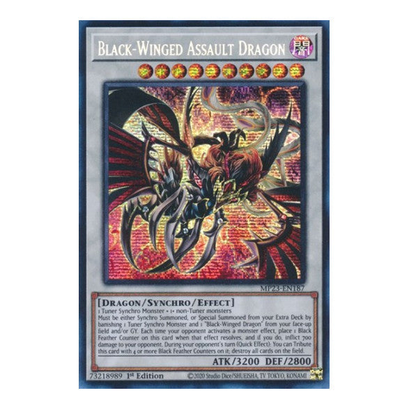 Black-Winged Assault Dragon (MP23) #MP23-EN187 Prismatic Secret Rare (1st Edition Near Mint) 25th Anniversary Tin: Dueling Heroes Mega Pack YuGiOh: 2023