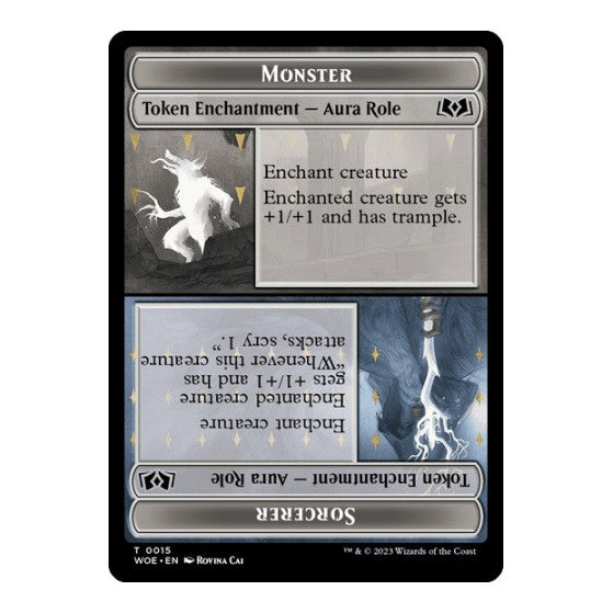 Monster Role / Sorcerer Role Token (WOE) #15 T (Moderately Played) Wilds of Eldraine Magic: The Gathering: 2023