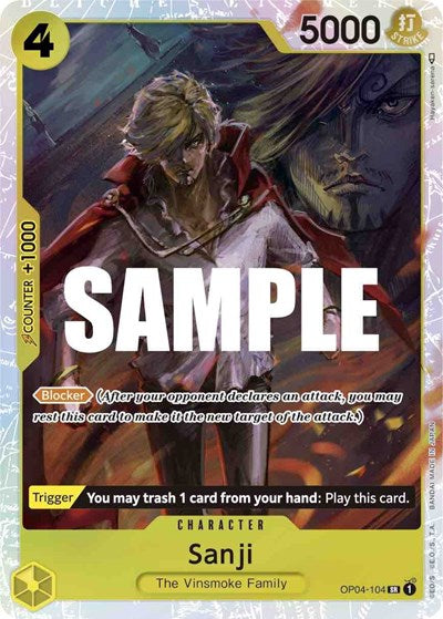 Sanji 104 (OP04) #OP04-104 Secret Rare (Foil Near Mint) Kingdoms of Intrigue One Piece Card Game: 2023