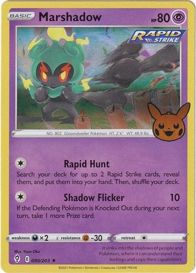 Marshadow (TTBB23) #080/203 Holo Rare (Holofoil Lightly Played) Trick or Trade BOOster Bundle 2023 Pokemon: 2023
