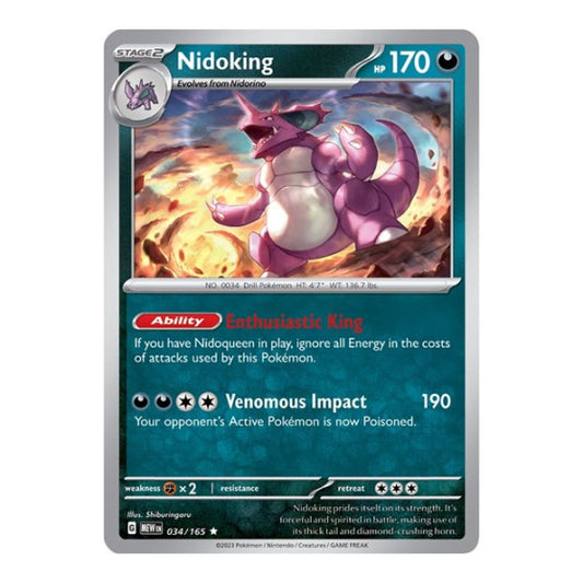 Nidoking - 034/165 (MEW) #034/165 Rare (Holofoil Near Mint) SV: Scarlet & Violet 151 Pokemon: 2023