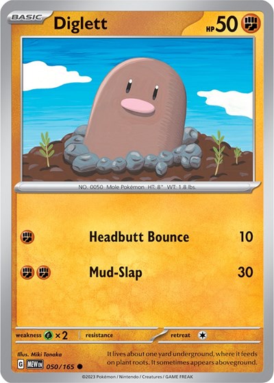 Diglett (MEW) #050/165 Common (Near Mint) SV: Scarlet & Violet 151 Pokemon: 2023