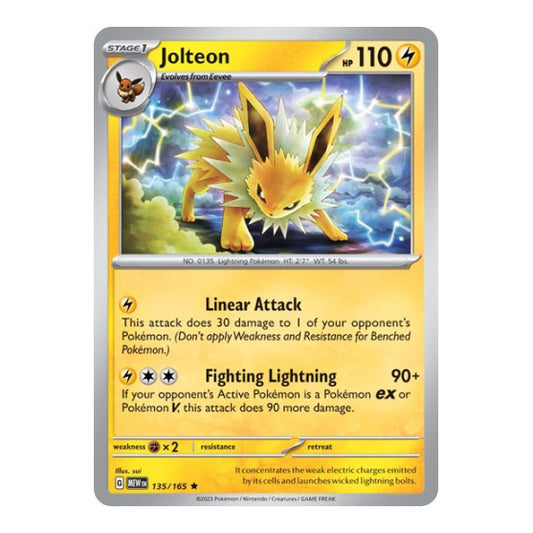 Jolteon (MEW) #135/165 Rare (Holofoil Near Mint) SV: Scarlet & Violet 151 Pokemon: 2023